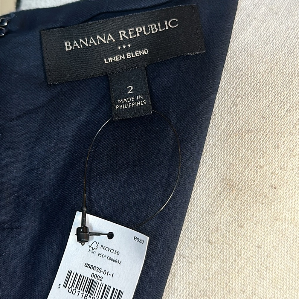 Banana Republic Classic Blue Herringbone Linen Blend Dress - Picture 9 of 13
